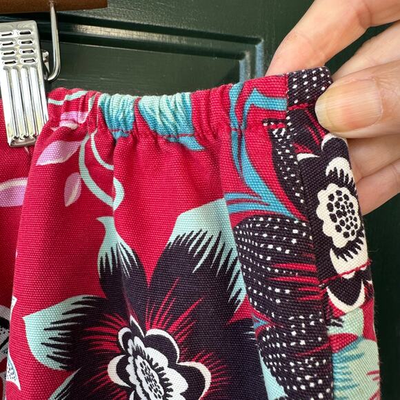 Talbots Red Floral Cotton Skirt 14W Stretch Waist Summer Resort Preppy - Picture 4 of 7